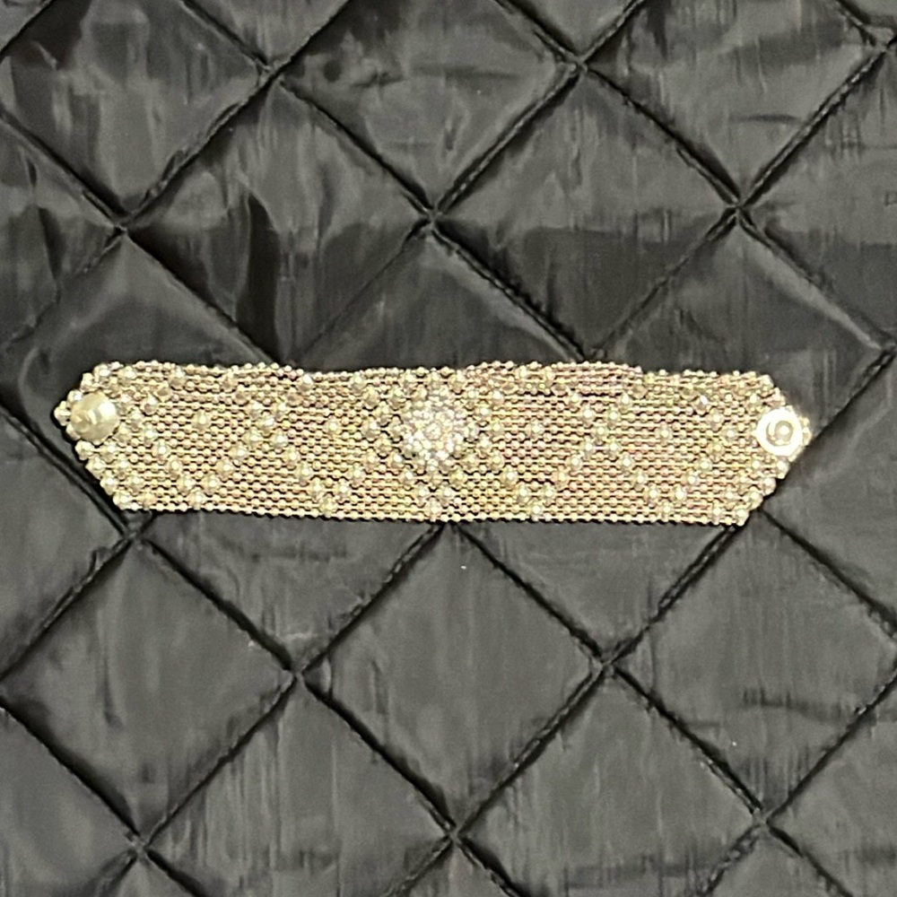Vintage signed Sergio Gutierrez Liquid Metal Mesh and Crystal bracelet